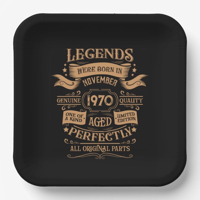 Personalised vintage birthday whiskey label paper plate (Front)