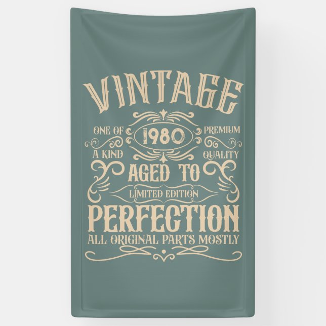 Personalised vintage birthday whiskey label themed banner (Vertical)
