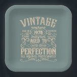 Personalised vintage birthday whiskey label themed paper plate<br><div class="desc">You can add some originality to your wardrobe collection with this vintage classic birthday graphic design with awesome typography font lettering. It is a great gift idea for men, women, husbands, wives, girlfriends, and boyfriends who will love this one-of-a-kind artwork. It is the best amazing and fun holiday present for...</div>