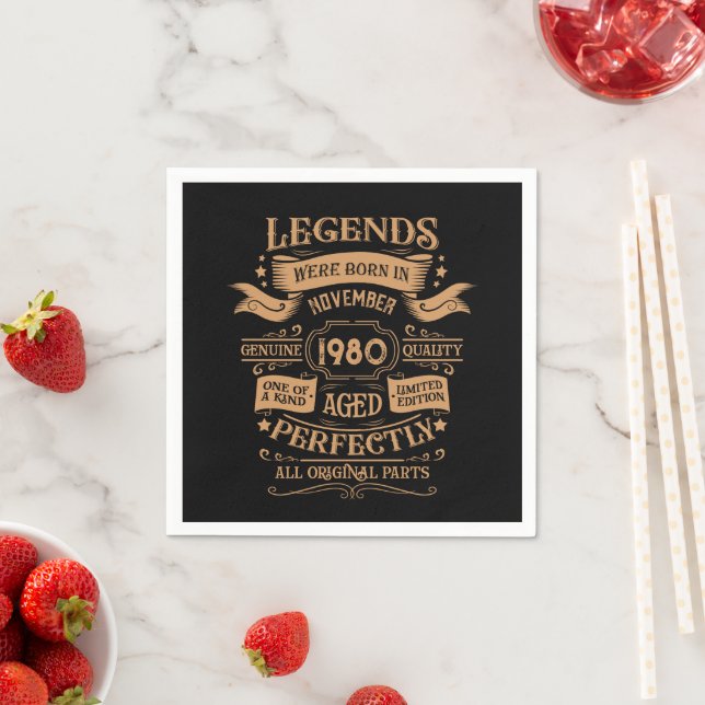 Personalised vintage birthday whiskey party napkin (Insitu)