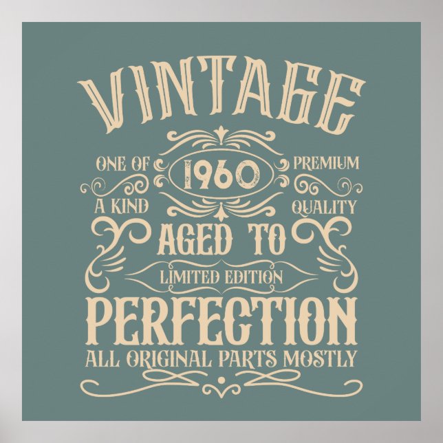 Personalised vintage birthday whiskey party poster (Front)