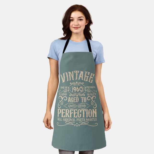 Personalised vintage birthday whiskey themed apron (Worn)