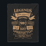Personalised vintage birthday whiskey themed fleece blanket<br><div class="desc">You can add some originality to your wardrobe collection with this vintage classic birthday graphic design with awesome typography font lettering. It is a great gift idea for men, women, husbands, wives, girlfriends, and boyfriends who will love this one-of-a-kind artwork. It is the best amazing and fun holiday present for...</div>