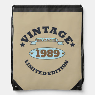 Personalised vintage birthday womens gift drawstring bag