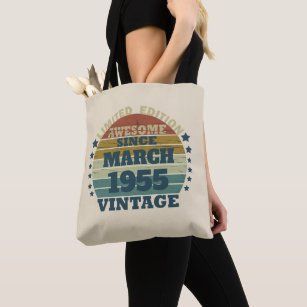 Personalised vintage birthday womens gift tote bag