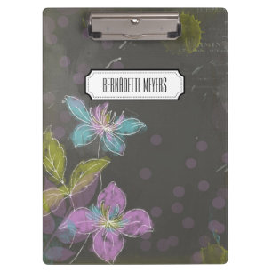 Personalised Vintage Black Floral Clipboard