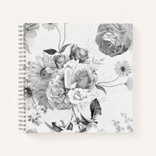 Personalised Vintage Black Floral Collage Notebook