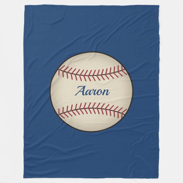 Personalised Vintage Blue Baseball Blanket Gift (Front)