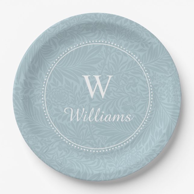Personalised Vintage Blue Larkspur Flower Paper Plate (Front)