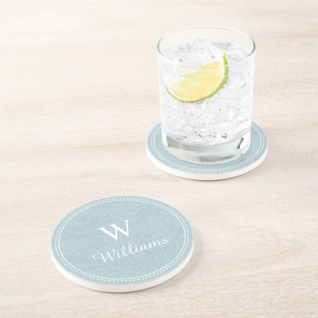 Personalised Vintage Blue Larkspur Flower Pattern Coaster (Side)