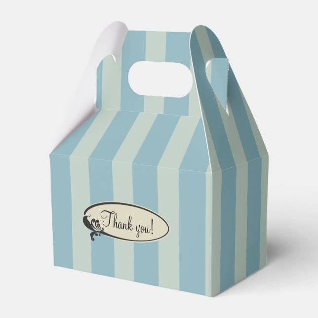 Personalised Vintage Blue Stripes Favour Box (Front Side)