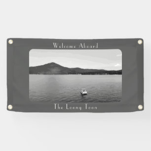 Personalised Vintage Boat Decor Grey Pontoon Banner