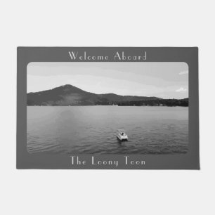 Personalised Vintage Boat Decor Grey Pontoon Doormat