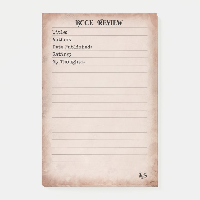 Personalised Vintage Book Review 3M Post-it Notes (Front)