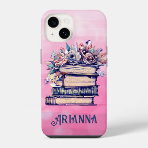Personalised Vintage Books and Roses iPhone 14 Case