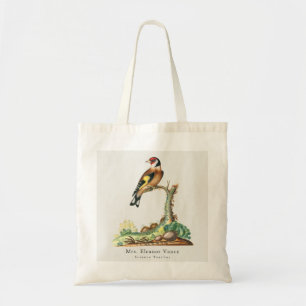 Personalised Vintage Botanical Bird Teacher Tote Bag