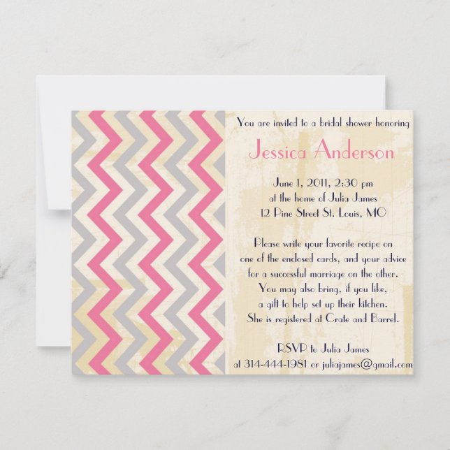 Personalised Vintage Bridal Shower Invitations (Front)