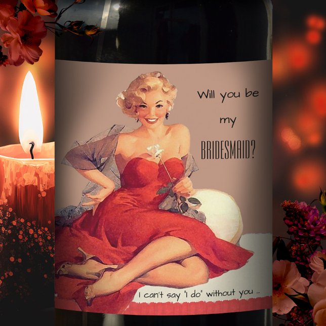 Personalised Vintage Bridesmaid Wine Label (Creator Uploaded)