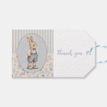 Personalised Vintage Bunny Boy Thank You Gift Tags