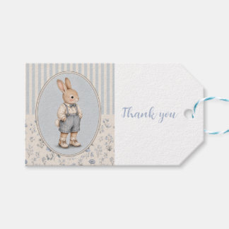 Personalised Vintage Bunny Boy Thank You Gift Tags
