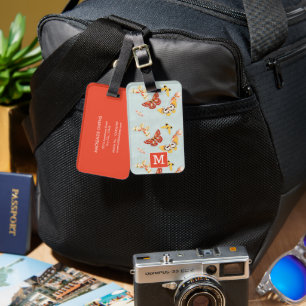 Personalised Vintage Butterflies Luggage Tag