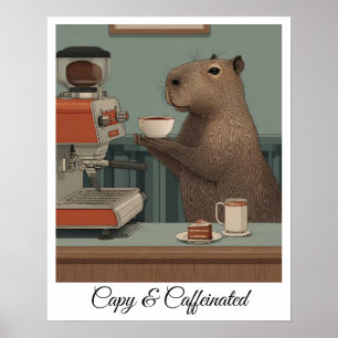 Personalised Vintage Capybara Coffee Shop Print