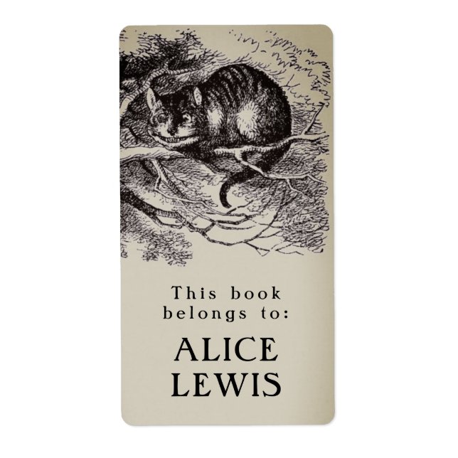 Personalised Vintage Cheshire Cat Bookplate (Front)