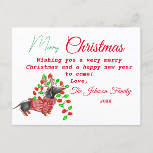 Personalised Vintage Christmas Doxie Postcard