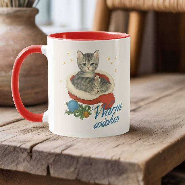 Personalised Vintage Christmas Kitten Mug (Personalized Vintage Christmas Kitten Mug)