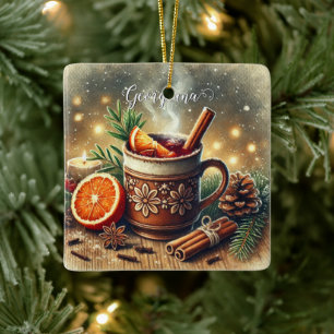 Personalised Vintage Christmas Market Mulled Wine Ceramic Ornament