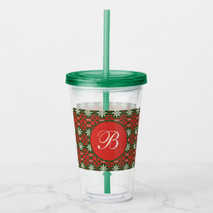 Personalised Vintage Christmas/winter patterned Acrylic Tumbler