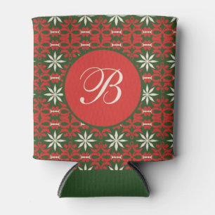 Personalised Vintage Christmas/winter patterned Can Cooler