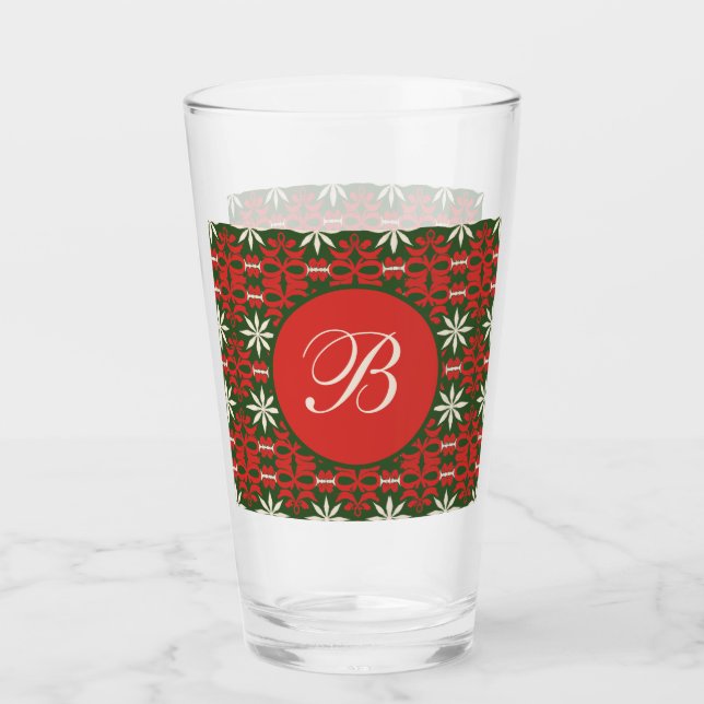 Personalised Vintage Christmas/winter patterned Glass (Front)