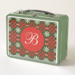 Personalised Vintage Christmas/winter patterned  M Metal Lunch Box<br><div class="desc">festive</div>