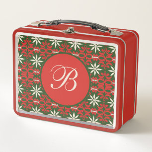 Personalised Vintage Christmas/winter patterned Metal Lunch Box