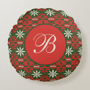 Personalised Vintage Christmas/winter patterned  Round Cushion