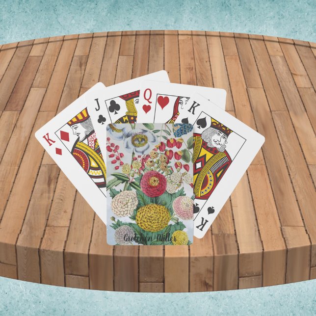 Personalised Vintage Chrysanthemum Poppy Lilac Playing Cards (Creator Uploaded)