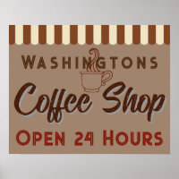 Personalised Vintage Coffee Shop Sign Poster