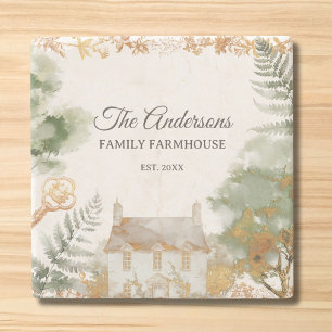 Personalised Vintage Country House Family Name Stone Coaster