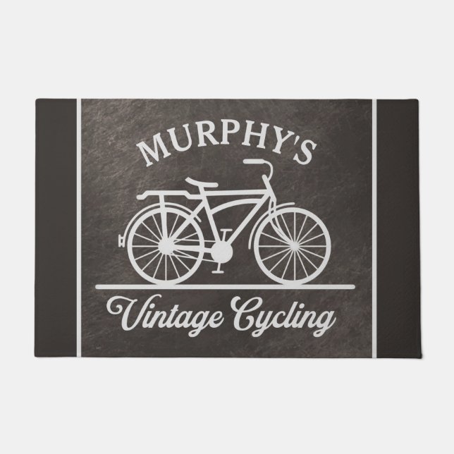 Personalised Vintage Cycling Retro Bicycle Doormat (Front)