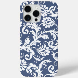 Personalised Vintage Damask change blue any colour iPhone 15 Pro Max Case