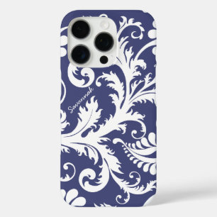 Personalised Vintage Damask change blue any colour iPhone 16 Pro Case