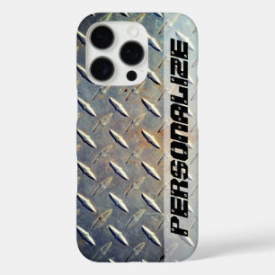 Personalised Vintage Diamond Plate Steel iPhone 16 Pro Case