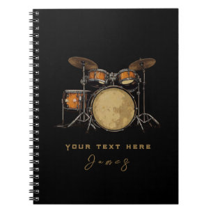 Personalised Vintage Drum Set Music Drummer Not Notebook