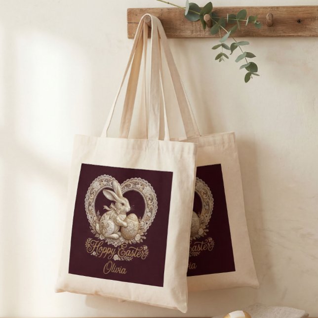 Personalised Vintage Easter Bunny Tote Bag  (Creator Uploaded)