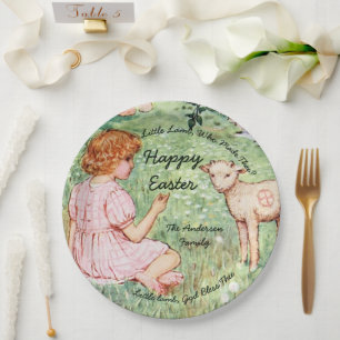 Personalised Vintage Easter Little Lamb Paper Plate