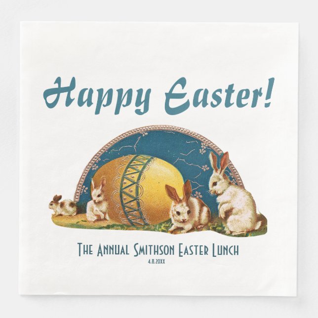 Personalised Vintage Easter Napkins for Your Event (Front)