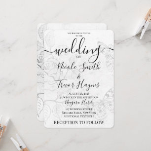 Personalised Vintage Faded Rose Butterfly Wedding Invitation