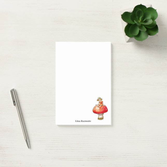 Personalised Vintage Fairytale Mushroom Post-it Notes (Office)