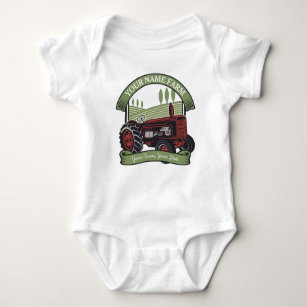 Personalised Vintage Farm Tractor Country Farmer  Baby Bodysuit